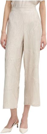 Joseph Ribkoff Wijde Plic-Jacquard Broek Met Split Zoom - Dames - Wijde Broeken - Wit - XL - Leer - Broeken