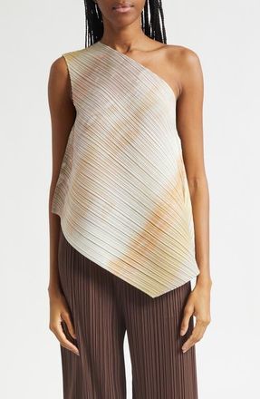 Issey Miyake Sea Bubble Pleated One-Shoulder Top in Greige at Nordstrom