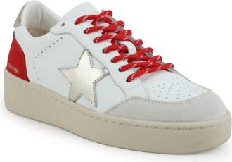 Vintage Havana Womens Noah Low Top Sneakers In White/ Red