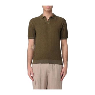 Blauer Polo in Maglia di Cotone - - Tops - Uomo - Verde - L