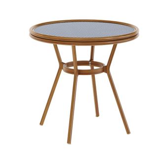Flash Furniture Classic Commercial Grade Bistro Table, Navy & White Rattan/Natural Frame