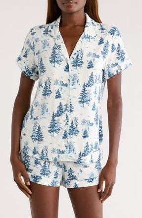 Nordstrom Moonlight Eco Short Pajamas in Ivory- Blue Spruce Toile at Nordstrom Rack, Size Medium
