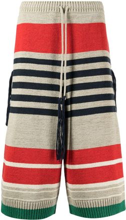 Craig Green striped ribbed-knit shorts - men - Polyester/Cotton - S - Neutrals