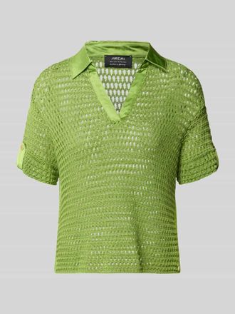 Marc Cain Strickshirt mit Polokragen und verl&auml;ngertem R&uuml;cken in Grass, Gr&ouml;&szlig;e 34