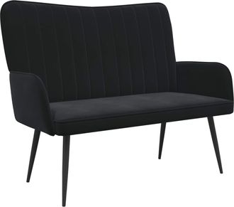 vidaXL Sof&aacute; De 2 Plazas Negro 115 X 61 X 87 Cm Terciopelo Vidaxl