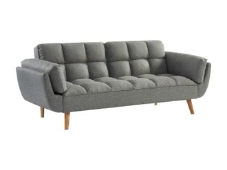 Vente-Unique Sof&aacute; cama de 3 plazas de tela LOELINE - Gris jaspeado