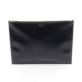 Saint Laurent Black Leather Clutch Bag (Pre-Owned)