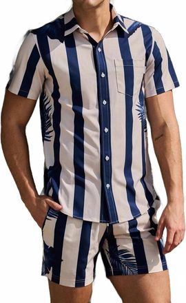 MAVRANS Palm Short Sleeve Weekend Shirt In Blue