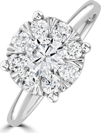The Diamond Store 1 Carat Lab Diamond Cluster Solitaire Ring H/Si in 9K White Gold
