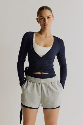 H&M Sports Wrap Top In Modal in Navy Blue at Nordstrom, Size Xx-Large