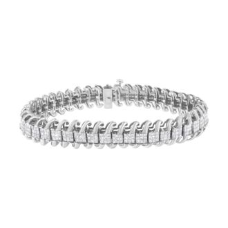 House of Brilliance 14K White Gold 5ct TDW Diamond Tennis S- Link Bracelet (G-H, SI1,SI2)