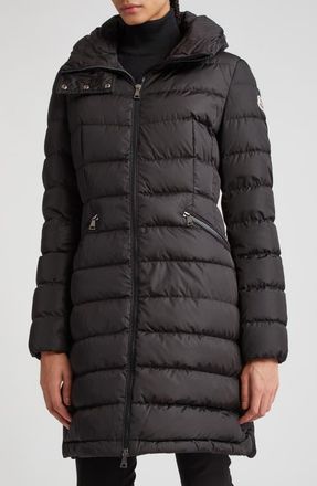 Moncler Flammette Down Coat in Black at Nordstrom, Size 1