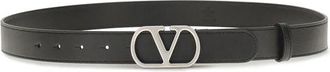 Valentino Garavani Mens Black Calf Leather Bos Taurus Regular Belt