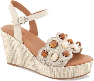 Gentle Souls Nolina Woven Wedge Sandal in Stone Nubuck at Nordstrom, Size 9.5