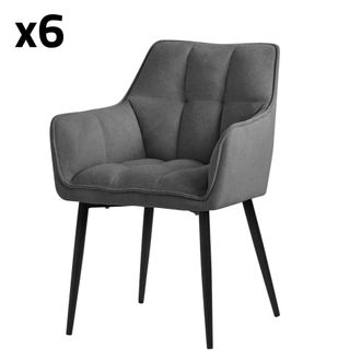 ML Design Set de 6 sillas de comedor gris oscuro