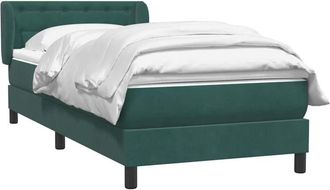 vidaXL Cama Box Spring Con Colch&oacute;n Terciopelo Verde Oscuro 80x220 Cm Vidaxl