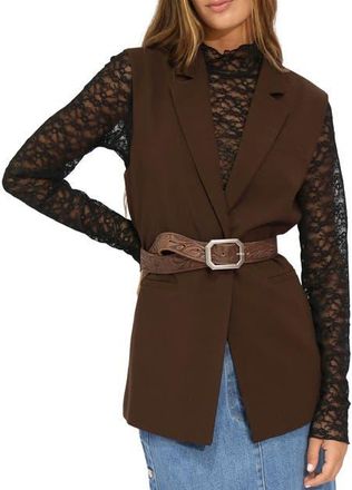 Belle & Bloom Stand By Me Embossed Leather Belt in Dark Brown at Nordstrom