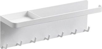 No Brand Llavero Con Estante - 7 Ganchos - Estante De Almacenamiento Negro - Magn&eacute;tico - No Requiere Taladrar - Montaje En Pared - Ideal Para Guardar Llaves - 