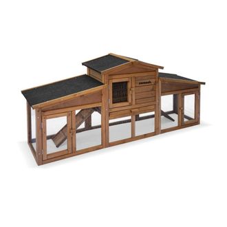 Sweeek Conejera de madera con recinto para 4 conejos, madera