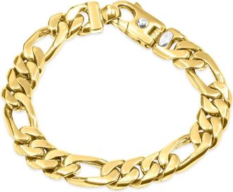 Pompeii3 Mens Classic Figaro 14k Gold (62gram) or Platinum (99gram) 9.5mm Link Bracelet 8.5