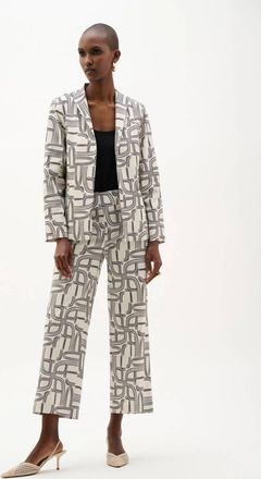 Joseph Ribkoff Millennium Geometric Print Straight-Cut Jacket In Moonstone/midnight