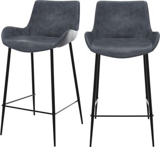 Rendez-Vous Déco Set de 2 taburetes para isla de cocina en cuero sintético gris 65 cm