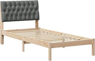 vidaXL Estructura De Cama Con Cabecera Tapizada Marr&oacute;n 90 X 190 Cm Vidaxl