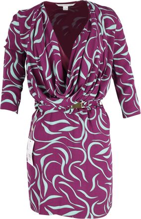 Diane Von Fürstenberg Diane Von Furstenberg Danil Cowl Neck Belted Mini Dress in Multicolor Polyester