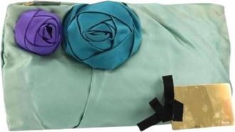 Prada Pre-owned Clutches, female, Green, Size: ONE SIZE Pre-owned Satin Clutch