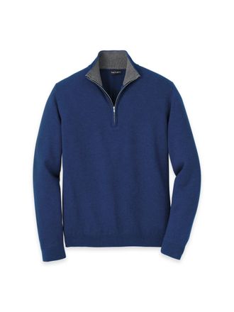 Paul Fredrick Supima Cotton Quarter Zip Mock Neck Sweater