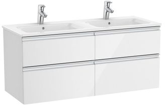 Roca Pack Unik Mueble De 4 Cajones + Lavabo Doble The Gap - Roca Color: Blanco Brillo