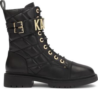 Kazar Leren laarzen met metalen letters. Dit product valt klein uit. - Dames - Veterlaarzen - Zwart - 39 EU - Leer - Schoenen