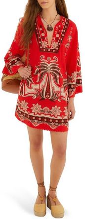 Farm Rio Ainika Garden Front Ties Minidress in Red at Nordstrom, Size X-Small