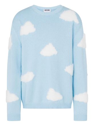 Moschino Maglione con motivo nuvole - Blu
