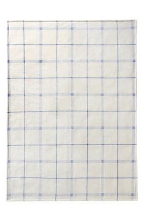 Lucky Brand Cozy Plush Throw Blanket in Light Blue Check at Nordstrom Rack