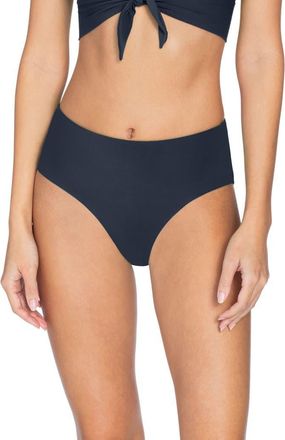 Robin Piccone Ava High Waist Bikini Bottoms in Navy at Nordstrom, Size X-Small