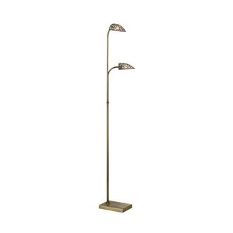 Netlighting Ashton Floor Lamp 2 Light Antique Brass Crystal in Bronze