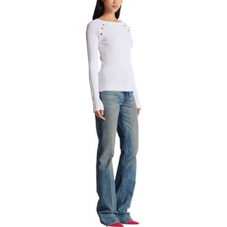 Balmain Knit top with buttons in White at Nordstrom, Size 38 Eu