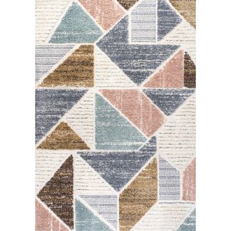 Jonathan Y Designs Aileen Geometric Scandi Colorblock Carved Area Rug in Multi at Nordstrom, Size 4Ft 0In X 6Ft 0In