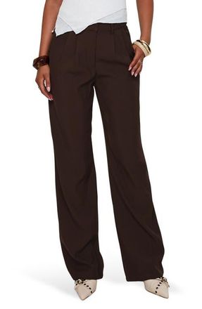 Princess Polly Ambient Pleat Front Wide Leg Pants in Chocolate at Nordstrom, Size 0