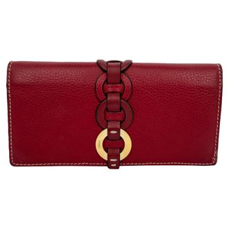 Chlo&eacute; Chlo&eacute; Darryl portemonnee met ringdetails in bordeauxrood leer
