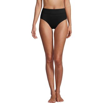 Lands End Plus Size Tummy Control High Waisted Bikini Swim Bottoms in Black at Nordstrom, Size 26W