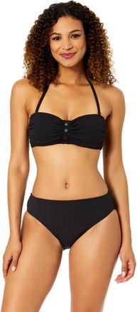 Anne Cole Womens Luna Snap Solid Snap Front Bandeau Bikini Swim Top in Luna Snap Black at Nordstrom, Size X-Large