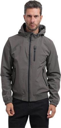 Yes-Zee Chaqueta con Capucha y Bolsillo en el Pecho - Jackets - Hombre - Gris - 2XL