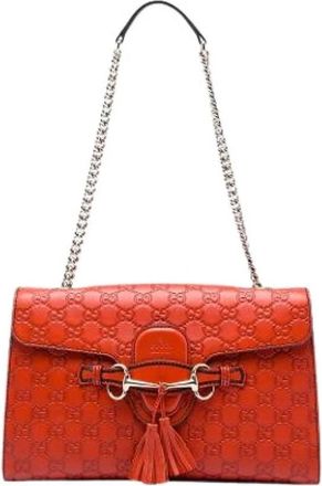 Gucci Pre-owned Emily Schoudertas - Dames - Vintage Schoudertas - Oranje - ONE Size - Leer - Vintage
