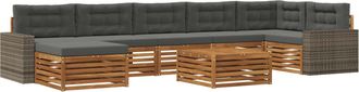 vidaXL Conjunto De Sof&aacute;s De Exterior 8 Uds. Natural Y Antracita Vidaxl