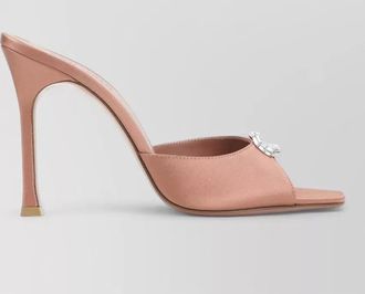 Amina Muaddi silk crystal-embellished mules