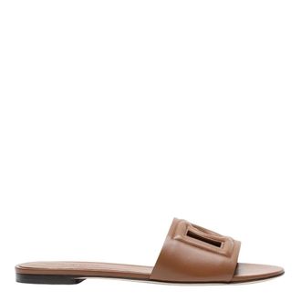 Dolce & Gabbana Sliders, female, Brown, Size: 6 1/2 US Bianca Leather Slide