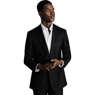 CHARLES TYRWHITT Slim Fit Twill Natural Stretch Suit Jacket in Black at Nordstrom, Size 46