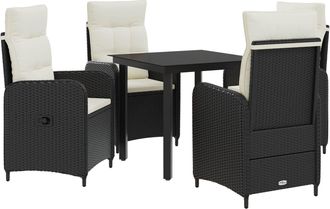 vidaXL Conjunto De Comedor De Jard&iacute;n 5 Uds. Negro Y Blanco Crema Vidaxl